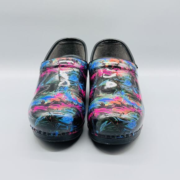 Dansko Shoes Womens 12 Black Multicolor Leather Clogs XP Professional Work Nurse - Picture 3 of 12